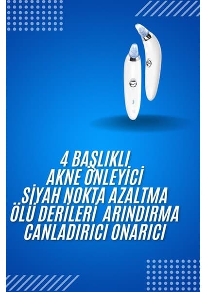 AyrStore 4 Başlıklı Pilli Vakumlu Siyah Nokta Temizleyici Akne ve Sivilce
