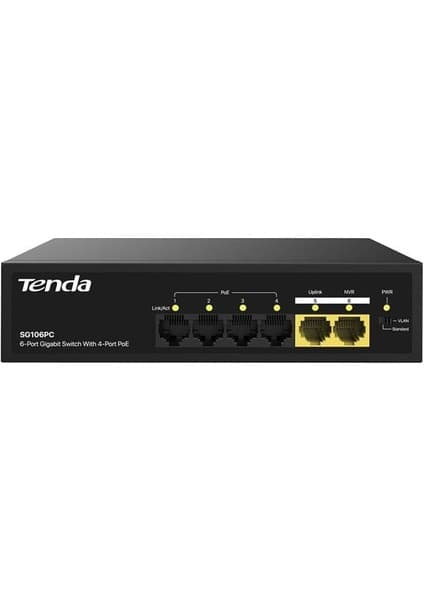 Sh Ticaret Tenda S106PC 6-Portlu 10/100 Mbps Lite Poe Uplink Switch (4 Port Poe Destekli 55W Toplam