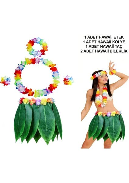 Yetişkin Hawaii Kostüm Seti - Yaprak Etek & Hawaii Set - Fiyatı