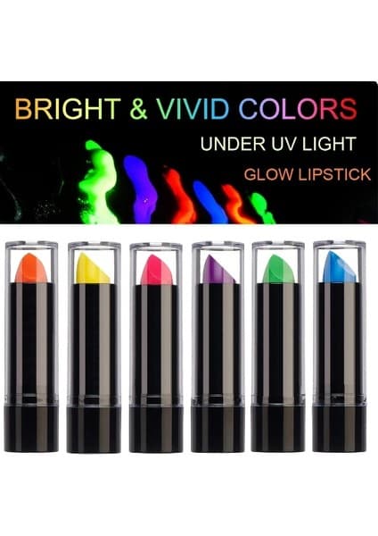 Karanlıkta Parlayan Yanan Uv Neon Ruj Yüz Boyama 6 Adet 6