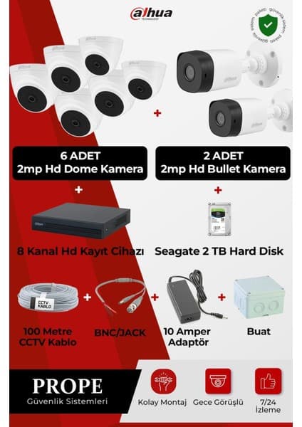 DAHUA PG-DH8C00001HD-FL08ST 8 Kameralı Hd Full Sistem