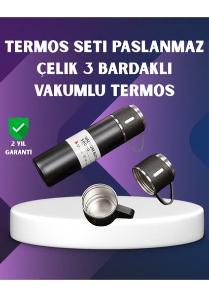 SHN Paslanmaz Termos ve Ikili Bardak Seti | 6-12 Saat Sıcak/soğuk