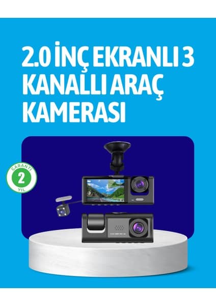 SHN 3 Kameralı Araç Içi Kayıt Cihazı Suya ve Toza Dayanıklı