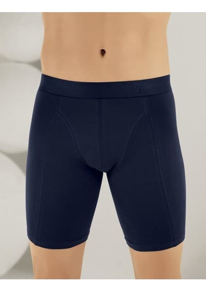 Şahinler Erkek Likralı Yazı Detaylı Uzun Pamuklu Boxer