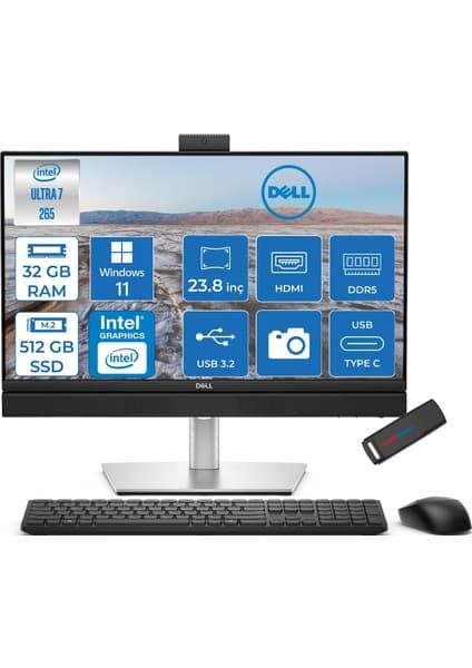 Dell Pro Plus All-In-One Intel Core Ultra 7 265 5.3ghz 32GB Ddr5 512GB SSD Intel Aı Boost Windows