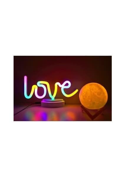 Işık KASABASI(104) Love Neon ve Küre Gece Lambası, 3d,yazılı Fiyatı