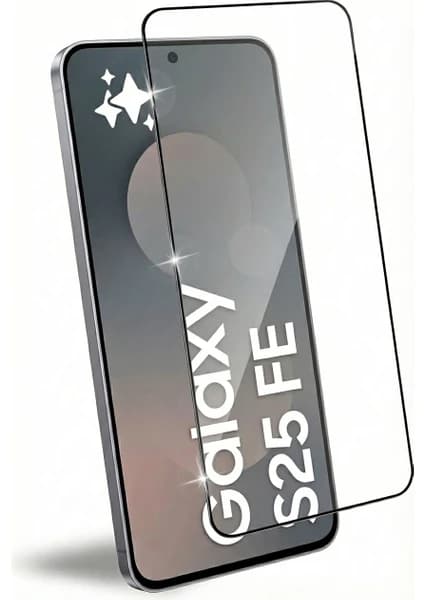Fibaks Samsung Galaxy S25 Fe Kılıf Kırılmaz Cam Tam Ekran Koruyucu 150CC Antistatik Büyük Kenar 9h Temperli Koruma