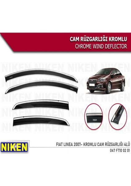 Cam Rüzgarlığı Niken Kromlu Fiat Linea 2007-> 4lü