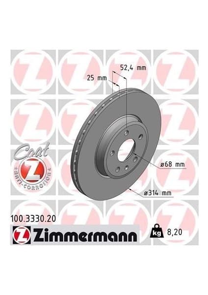 Zimmermann Zımmermann 100.3330.20 - Ön Fren Aynası Havalı A4 8ec 2.0 Tdı 06- A4 8k2 A4 Avant 8k5