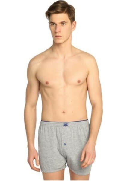 Tutku Erkek Gri Penye Düğmeli Boxer 10'lu