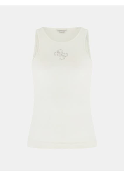 Guess Kolsuz Yuvarlak Yaka Guendalina Kadın Beyaz Top