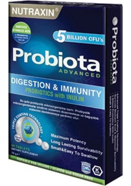 Nutraxin Probiota Advanced 60 Tablet Aromasız Probiyotik İçerikli Takviye Edici