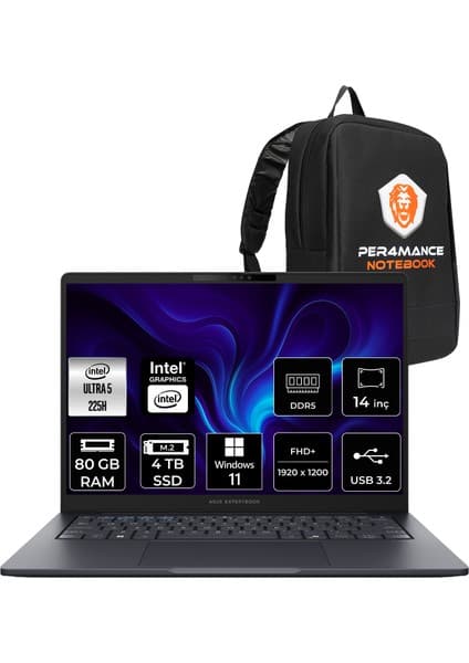Asus Expertbook B5 Core Ultra 5 225H Notebook 80GB RAM 4TB Fiyatı