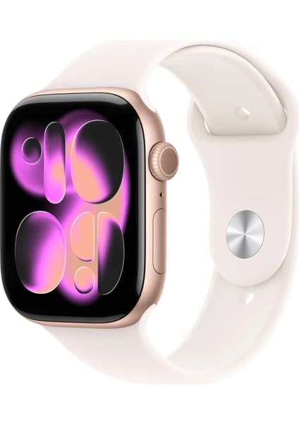 Apple Watch Series 11 Gps, 42 mm Roze altın Rengi Alüminyum kasa ve Bulut pembesi Spor kordon - s/m