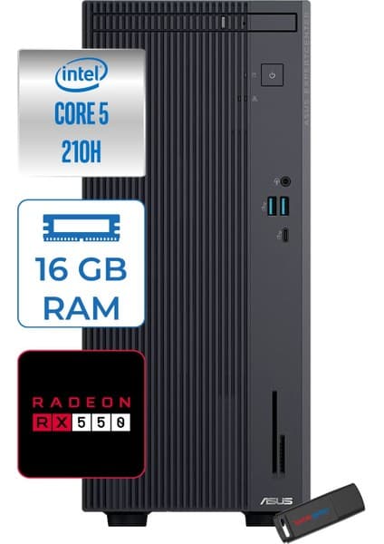 Asus Expertcenter P500MV Intel® Core™ Ultra 5 210H 4.8ghz Aı 16GB Ddr5 1tb SSD 4GB/RX550 Freedos