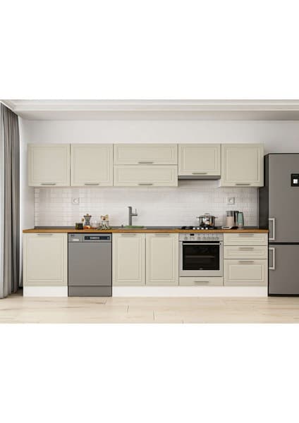 Alvinka 320X210 cm Klasik Mebran Mutfak Dolabı M-E80S60S60-1 Kumtaşı -