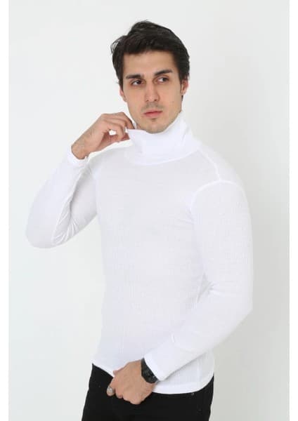 Erkek Kaşkorse Boğazlı Full Likralı Fitilli Body Kazak - Fiyatı