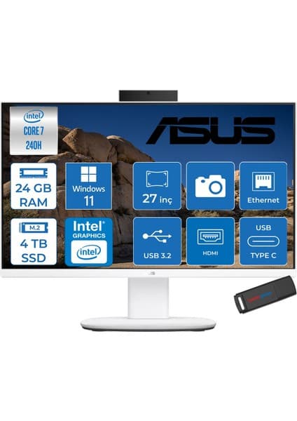 Asus V470VAK Intel® Core™ 7 240H 5.2ghz 24GB Ddr5 4tb SSD 27" Fhd 100HZ 300NITS Srgb: %100