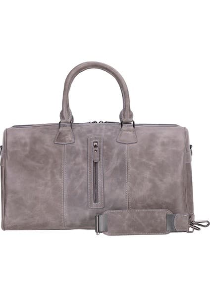 BloominBag Bloomvoyage Ash Gray Hakiki Deri Duffle Çanta - Kadın Seyahat & Hafta Sonu