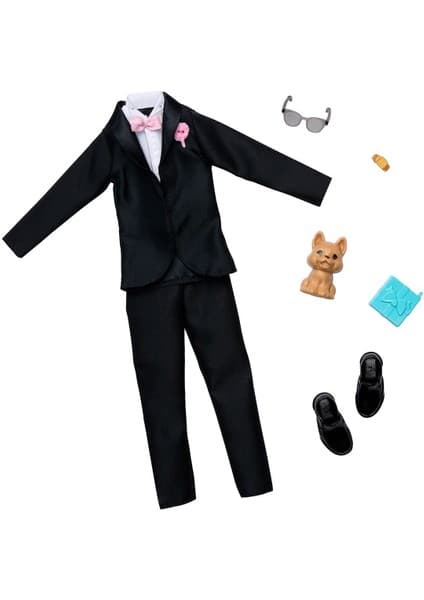 HWV77 Barbie + Ken Fashion - Damat Aksesuarları (Bebekler Ürüne Dahil