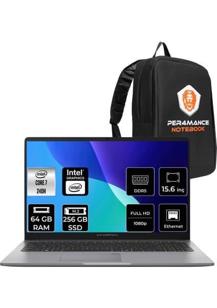 Asus Expertbook P1 Core 7 240H Notebook 64GB RAM 256GB SSD Fiyatı