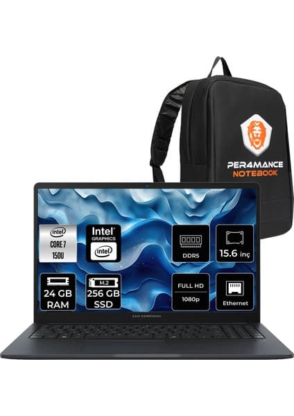 Asus Expertbook B1 Core 7 150U Notebook 24GB RAM 256GB SSD Fiyatı