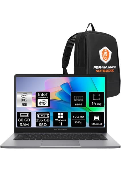 Asus Expertbook P1 Core 7 240H Notebook 80GB RAM 256GB SSD Fiyatı