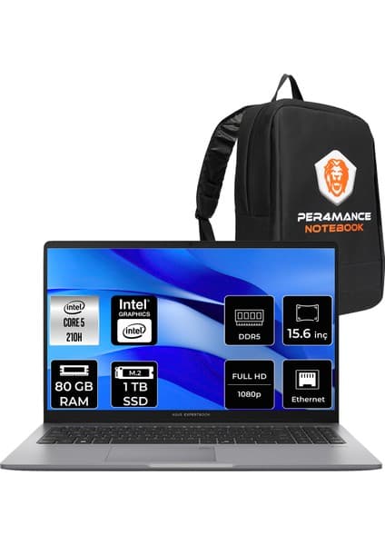 Asus Expertbook P1 Core 5 210H Notebook 80GB RAM 1TB SSD Fiyatı