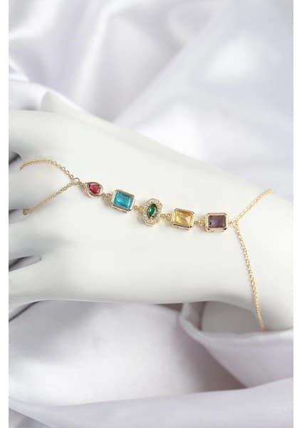 Shoplet Buğz Pirinç Renkli Zirkon Taşlı Model Gold Renk