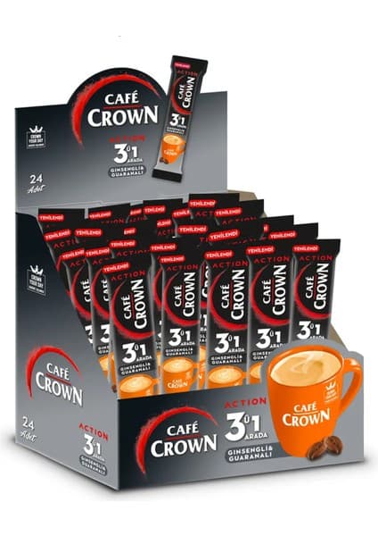 Ülker Cafe Crown 3'ü 1 Arada Action Ginsengli ve Guaranalı 17 Gram x (24