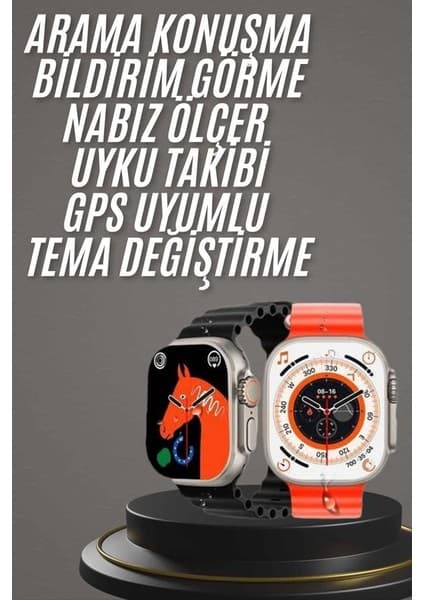 Yeni Model Akıllı Saat Ultra Smaart Watch Gümüş Kasa 45MM