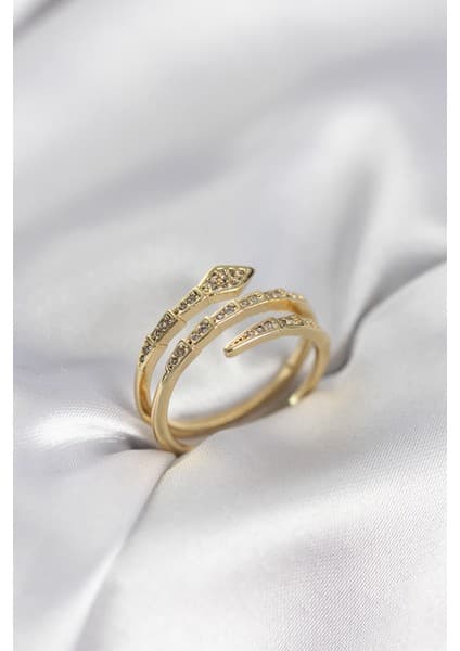 Clariss Yılan Model Gold Renk Zirkon Taşlı Kadın Yüzük Fiyatı
