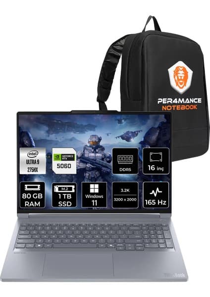Lenovo Thinkbook 16P Gen 6 Core Ultra 9 275HX RTX 5060 8GB Fiyatı
