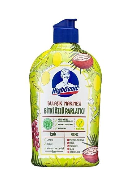 Highgenic Bitki Özlü Bulaşık Makinesi Parlatıcı 500 ml Limon Kokusuyla Su Lekelerini