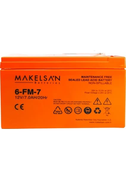 Makelsan 12V 7AH Bakımsız Kuru Akü. Ups Için