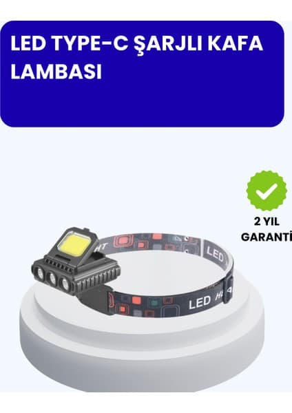 800 Lumen LED Kafa Lambası Cob ve Xpe LED Type C Şarjlı
