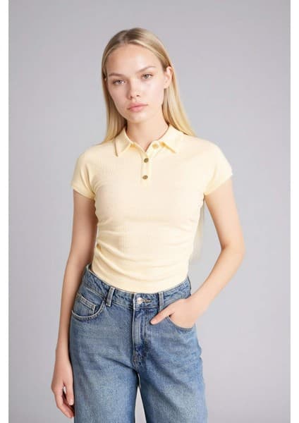 DeFacto Slim Fit Fitilli Kaşkorse Polo Tişört