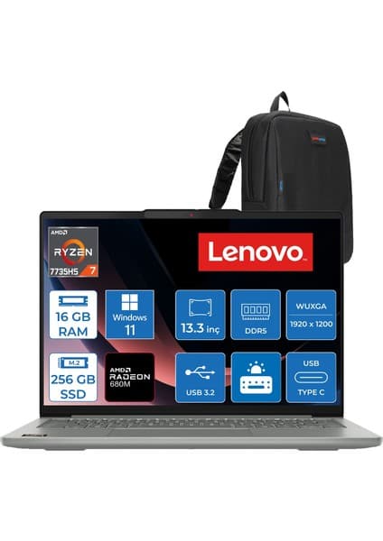 Lenovo Ideapad Slim 5 13ARP10 Amd Ryzen™ 7 7735HS 16GB Ddr5 256GB SSD Amd Radeon™ 680M 13.3" Wuxga