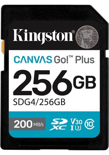 Kingston SDG4-256GB 256GB Sdxc Canvas Go Plus Gen4 200MB-S C10 Uhs-I U3 V30 Hafıza