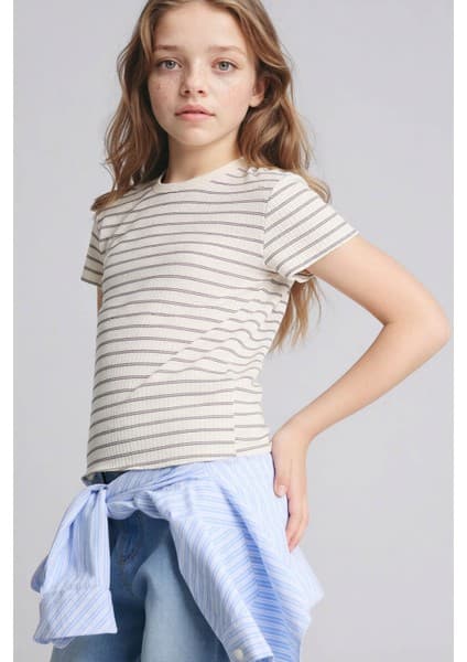 Defacto 26Y801002574 Gri Kız Çocuk T-Shirt B6692A8/GR449