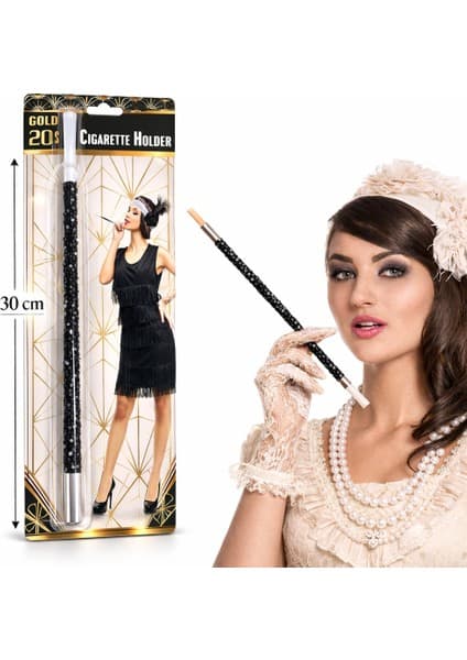 AyrStore 30 cm Siyah Payetli Sigara Tutacağı – 1920’LER Fiyatı