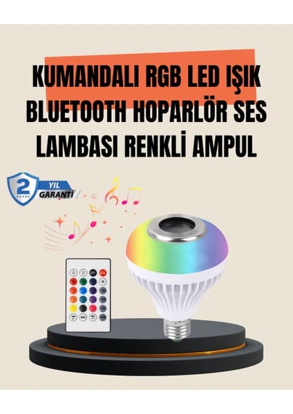 12W LED Ampul - Renkli Işık ve Dahili Hoparlör