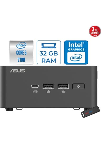 Asus Nuc 15 Pro Tall Kit Intel Core 5-210H 4.8ghz Up 32GB Fiyatı