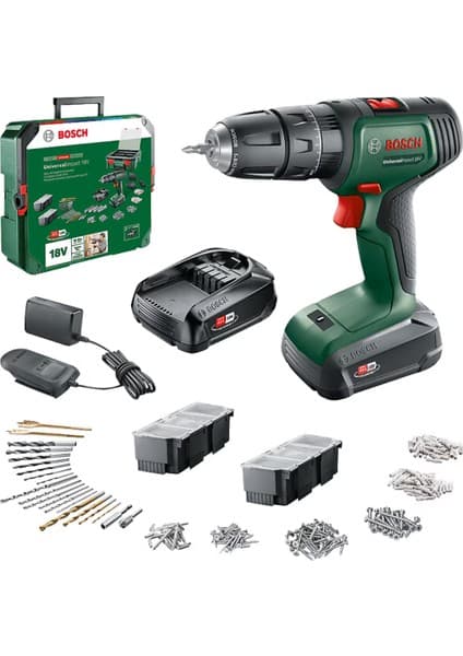 Bosch Universalimpact 18v Akulu Darbeli Matkap 1 5ah Cift Aku Ve 241 Aksesuar Seti Ile Guclu Performans
