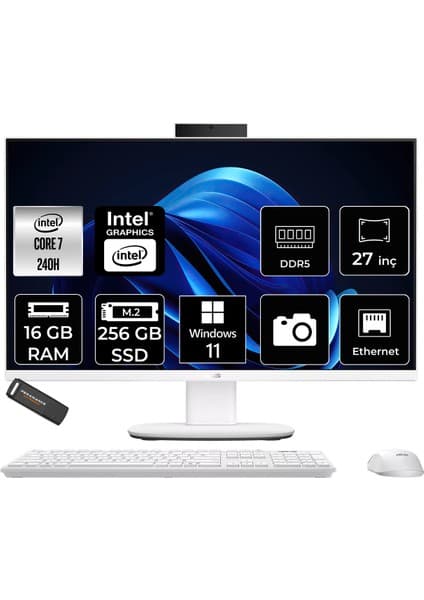 Asus V470 Core 7 240H All In One Bilgisayar 16GB RAM 256GB Fiyatı