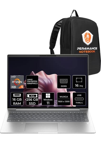 HP Probook 4 G1AH Ryzen 5 220 16GB RAM 256GB SSD 16 FHD+ Fiyatı