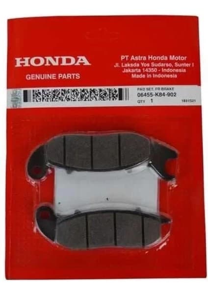 Tuğra GT Honda PCX125 2021-2024 Ön Fren Balata Tk Orjinal