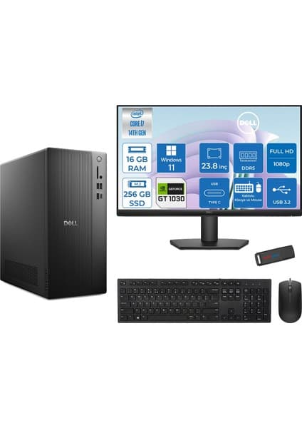 Dell Tower ECT1250 Intel® Core™ İ7-14700 16GB Ddr5 256GB SSD Fiyatı