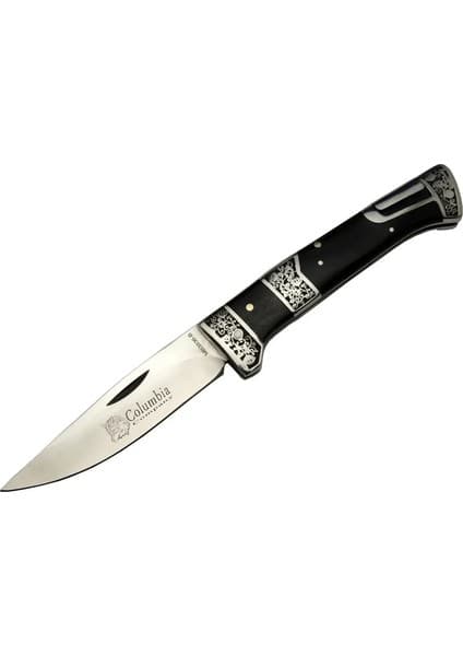Buğz MB3936B Siyah Av / Kamp Çakısı 20CM- Manuel, Işlemeli, Kemerlikli, Ahşap