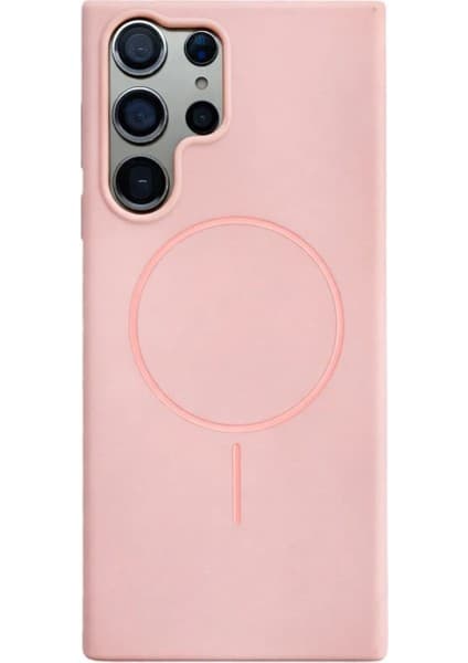 Fenza Samsung Galaxy S24 Ultra Uyumlu Içi Kadife Magsafe Wireless Şarj Özellikli Pembe Renkli Telefon Kılı